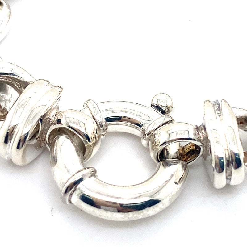 20CM SILVER SOLID CURB LINK BRACELET