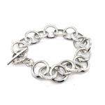 21CM SILVER ROUND LINK BRACELET WITH T BAR CLASP