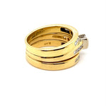 18CT YELLOW & WHITE GOLD JOINED THICKENED TOP BRIDAL SET VALUED @ $7599