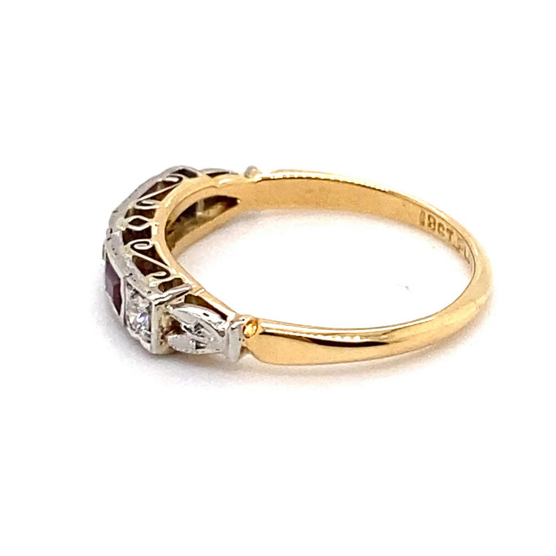 18CT YELLOW GOLD & PLATINUM GARNETS & DIAMOND DRESS RING VALUED @ $2099