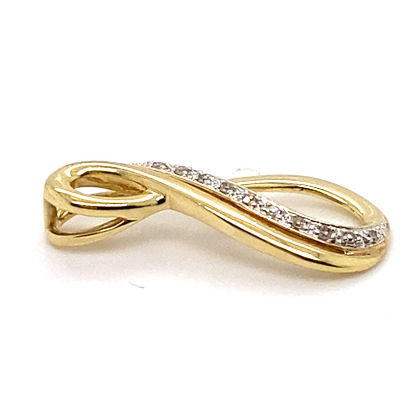 9CT YELLOW GOLD DOUBLE TWIST DIAMOND SET PENDANT