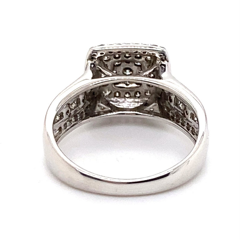9CT WHITE GOLD FLOW UP STYLE DIAMOND DRESS RING VALUED @ $3299