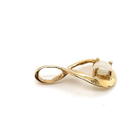 9CT YELLOW GOLD ROUND CUT LIGHT OPAL PENDANT