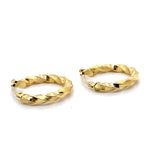 18CT YELLOW GOLD SMALL HOLLOW TWIST OVAL HOOP EARRINGS
