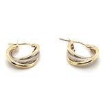 9CT YELLOW & WHITE GOLD THREE HOOP TWIST EARRINGS TW 0.9g