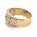 9CT TYELLOW GOLD FILIGREE PATTERN DIAMOND DRESS RING VALUED @ $2999
