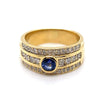 18CT YELLOW GOLD CEYLON SAPPHIRE & DIAMOND DRESS RING VALUED @ $5599