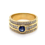 18CT YELLOW GOLD CEYLON SAPPHIRE & DIAMOND DRESS RING VALUED @ $5599