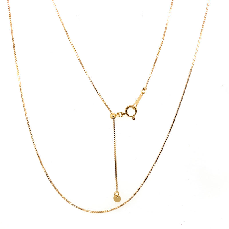 18CT YELLOW GOLD 45CM FINE BOX LINK CHAIN