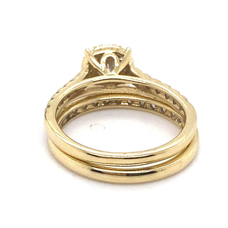 9CT YELLOW GOLD FLOW UP STYLE DIAMOND BRIDAL SET VALUED @ $3099