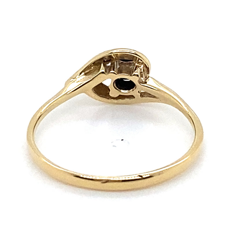9CT YELLOW GOLD SAPPHIRE & DIAMOND SET IN WRAP AROUND SETTING DRESS RING