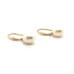 9CT YELLOW GOLD TEAR DROP FRESHWATER CULTURED PEARL EARRINGS