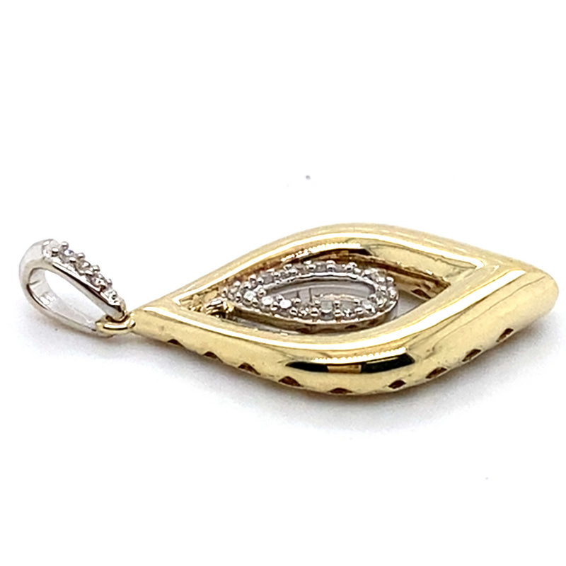 9CT YELLOW GOLD WITH DIAMONDS SET IN THE DROP STYLE PENDANT