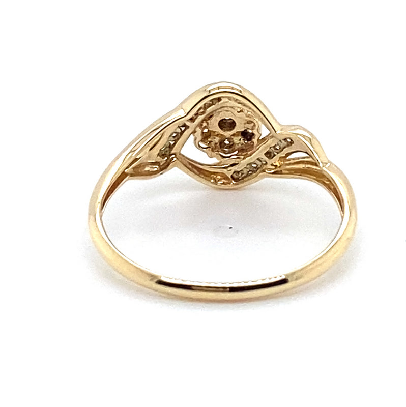9CT YELLOW GOLD DIAMONDS SET IN CLUSTER SETTING DRESS RING