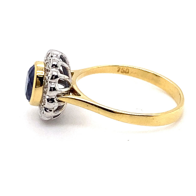18CT YELLOW & WHITE GOLD SAPPHIRE & DIAMOND DRESS RING VALUED @ $7299