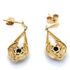 9CT YELLOW GOLD ROUND SAPPHIRE AND DIAMOND DROP STYLE EARRING