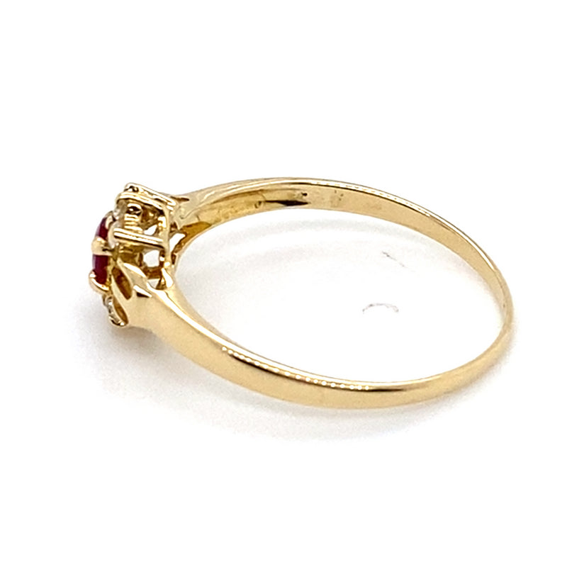 14CT YELLOW GOLD RUBY & DIAMOND CLUSTER DRESS RING