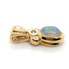 9CT YELLOW GOLD OPAL AND BEZEL SET DIAMOND PENDANT