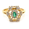 18CT YELLOW GOLD EMERALD & DIAMOND DRESS RING VALUED @ $3499