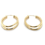 9CT YELLOW GOLD OVAL DOUBLE HOOP EARRINGS