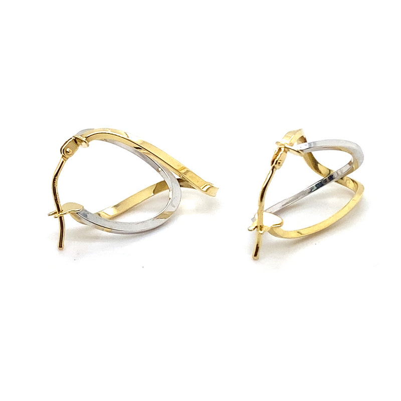 9CT YELLOW & WHITE GOLD TWO TONE TWIST EARRINGS