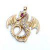 9CT YELLOW GOLD RUBIES & DIAMONDS SET IN DRAGON PENDANT