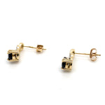 9CT YELLOW GOLD SAPPHIRE & DIAMOND STUD EARRINGS