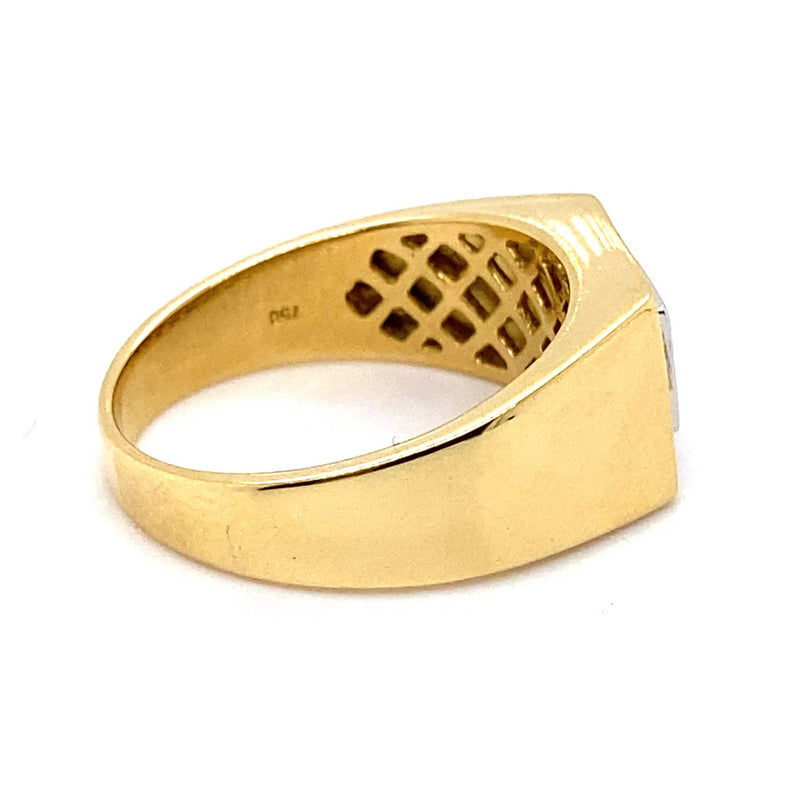18CT YELLOW GOLD THICKENED TOP MENS DIAMOND DRESS RING VALUED @ $5499