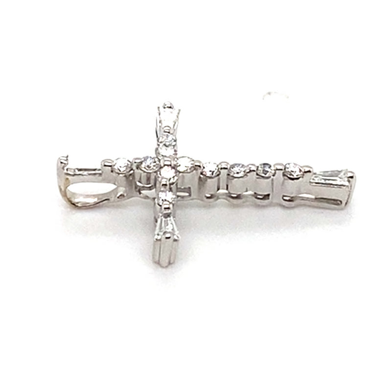18CT WHITE GOLD DIAMOND CROSS PENDANT VALUED @ $1899