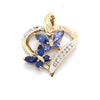 9CT YELLOW GOLD DIAMONDS & SYNTHETIC SAPPHIRE PENDANT