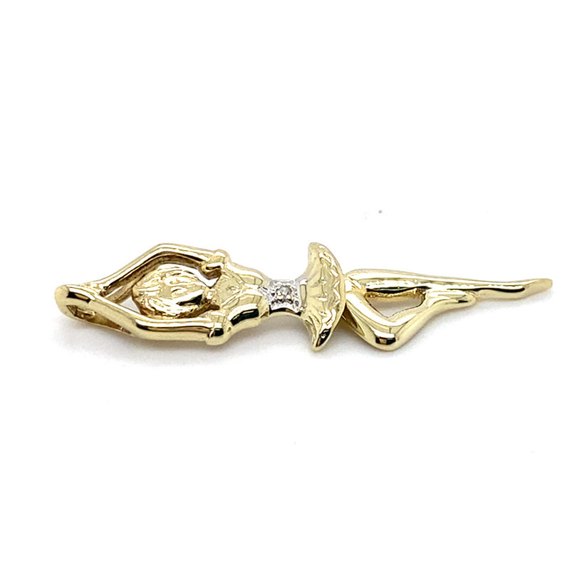9CT YELLOW GOLD DIAMOND SET IN MOVING BALLERINA PENDANT