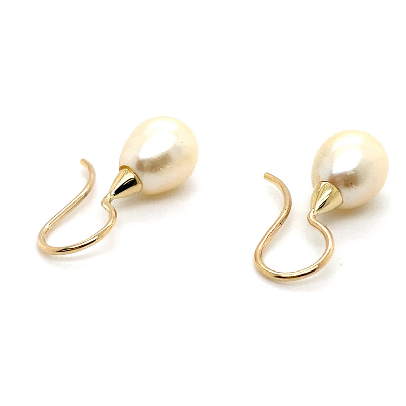 9CT YELLOW GOLD CULTURED PEARLS IN DROP STYLE EARRINGS