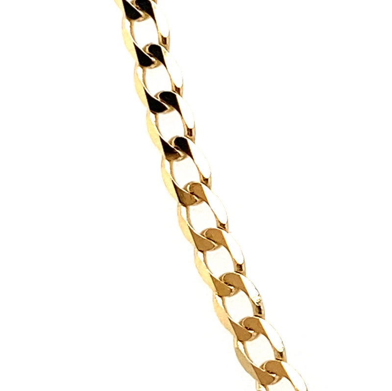 9CT YELLOW 55CM GOLD FLAT OPEN DIAMOND CUT CURB LINK CHAIN