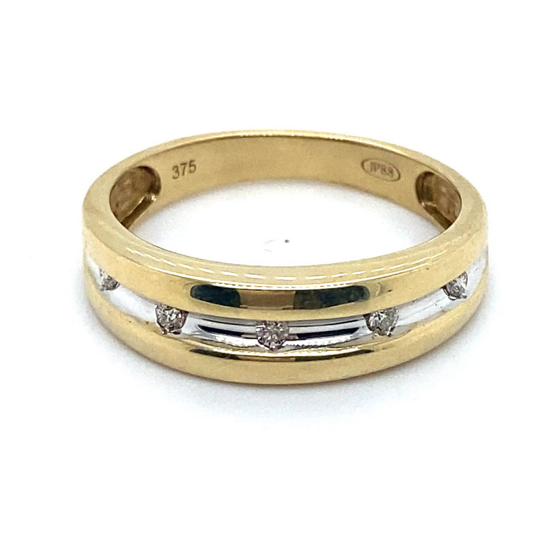 9CT YELLOW GOLD THICKENED TOP MENS DIAMOND DRESS RING VALUED @ $999