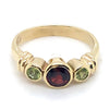 9CT YELLOW GOLD BEZEL SET GARNET & PERIDOT DRESS RING