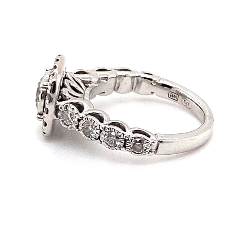9CT WHITE GOLD FLOW UP STYLE DIAMOND DRESS RING VALUED @ $4099