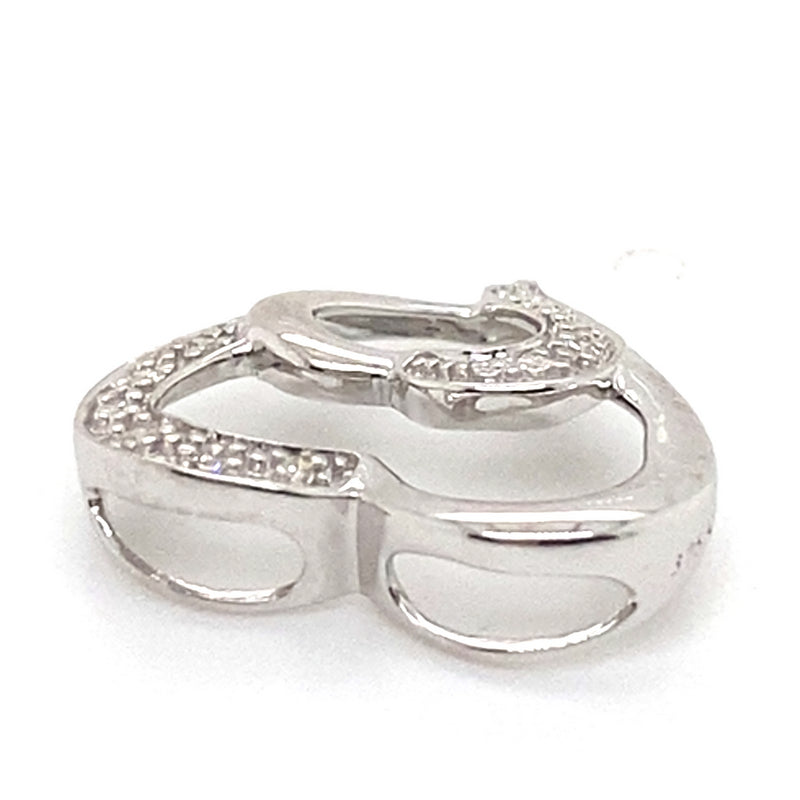 9CT WHITE GOLD DIAMONDS SET IN THE DOUBLE HEART PENDANT