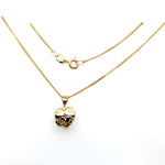 9CT YELLOW GOLD 40CM CURB LINK CHAIN WITH MY 1ST DIAMOND LOCKET