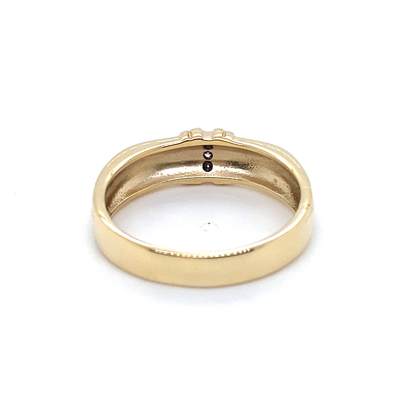 9CT YELLOW GOLD DIAMONDS CHANNEL SET IN THICKENED TOP MENS DRESS RING