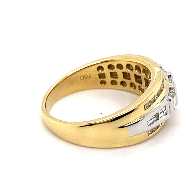 18CT YELLOW & WHITE GOLD THICKENED TOP DIAMOND DRESS RING VALUED @ $5999
