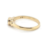 9CT YELLOW GOLD CUBIC ZIRCONIA BEZEL SET WITH CUFF SHOULDERS DRESS RING
