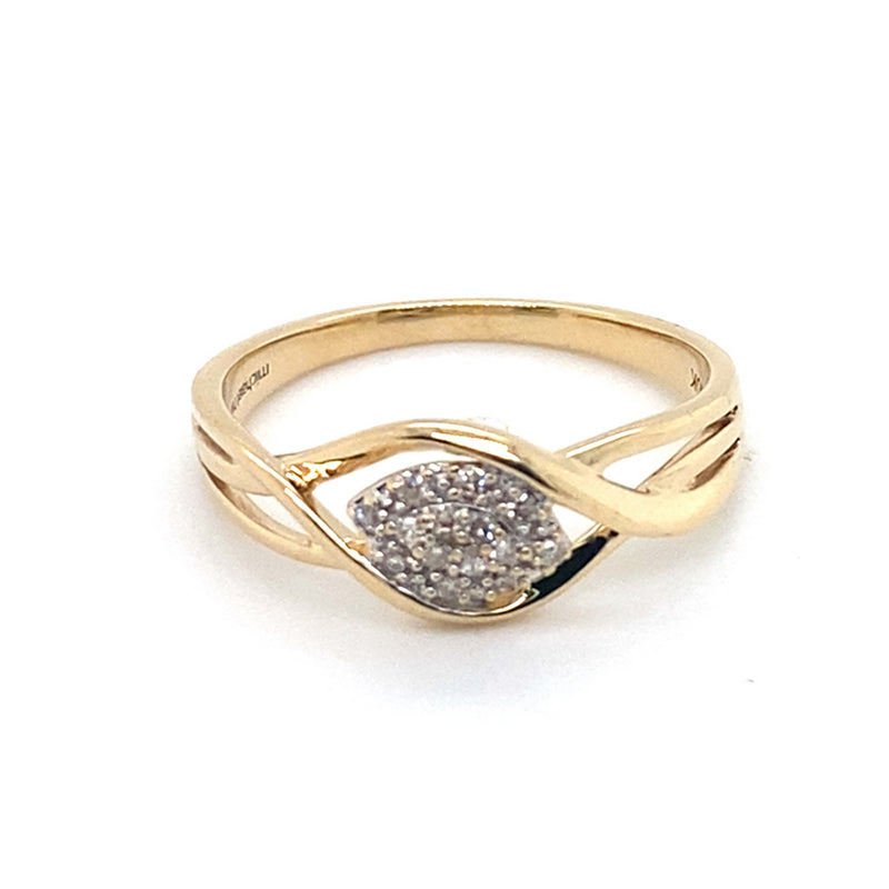 10CT YELLOW GOLD DIAMONDS SET IN THE MARQUISE SHAPE DRESS RING