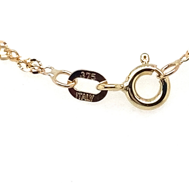 9CT YELLOW GOLD 27CM SINGAPORE TWIST ANKLET