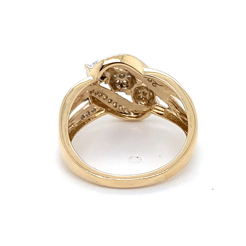 9CT YELLOW & WHITE GOLD SPLIT SHOULDER DIAMOND DRESS RING