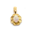 14CT YELLOW GOLD CABOCHON CUT OPAL IN FLOWER SHAPED PENDANT