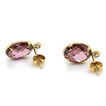 9CT YELLOW GOLD WHITE & PURPLE CUBIC ZIRCONIAS BEZEL SET IN STUD EARRINGS
