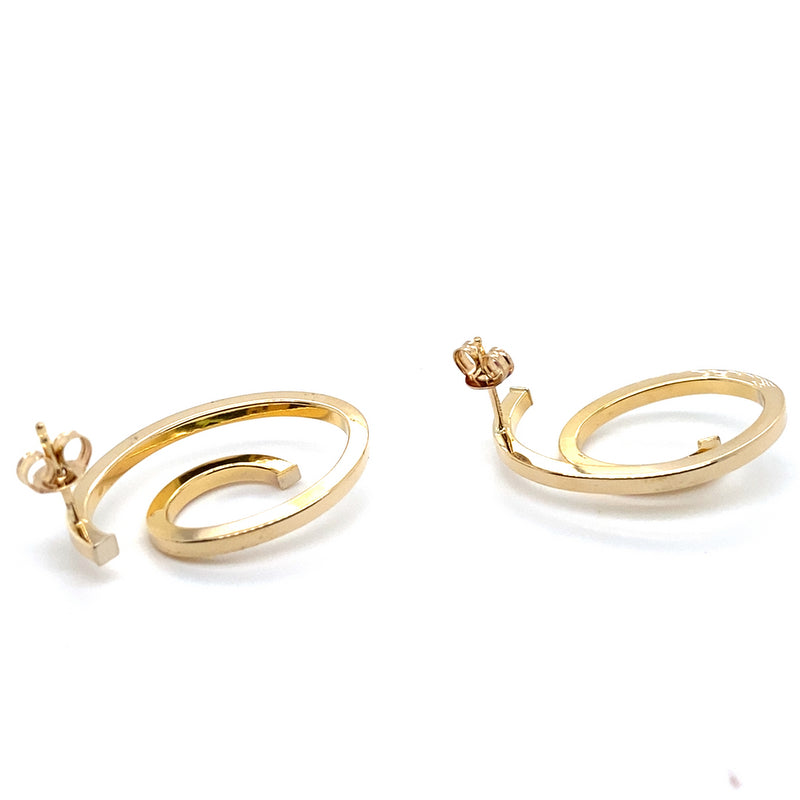9CT YELLOW GOLD SWIRL DROP STUD EARRINGS