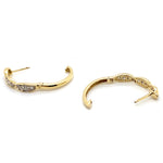 10CT YELLOW GOLD DIAMONDS SET IN FRONT OF CROSSOVER HUGGIE EARRINGS