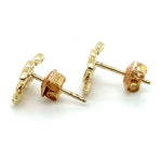 9CT YELLOW GOLD CUBIC ZIRCONIAS SET IN CROSS OVER C STUD EARRINGS
