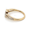 9CT YELLOW GOLD DIAMONDS SET IN CLUSTER & SPLIT SHOULDER DRESS RING